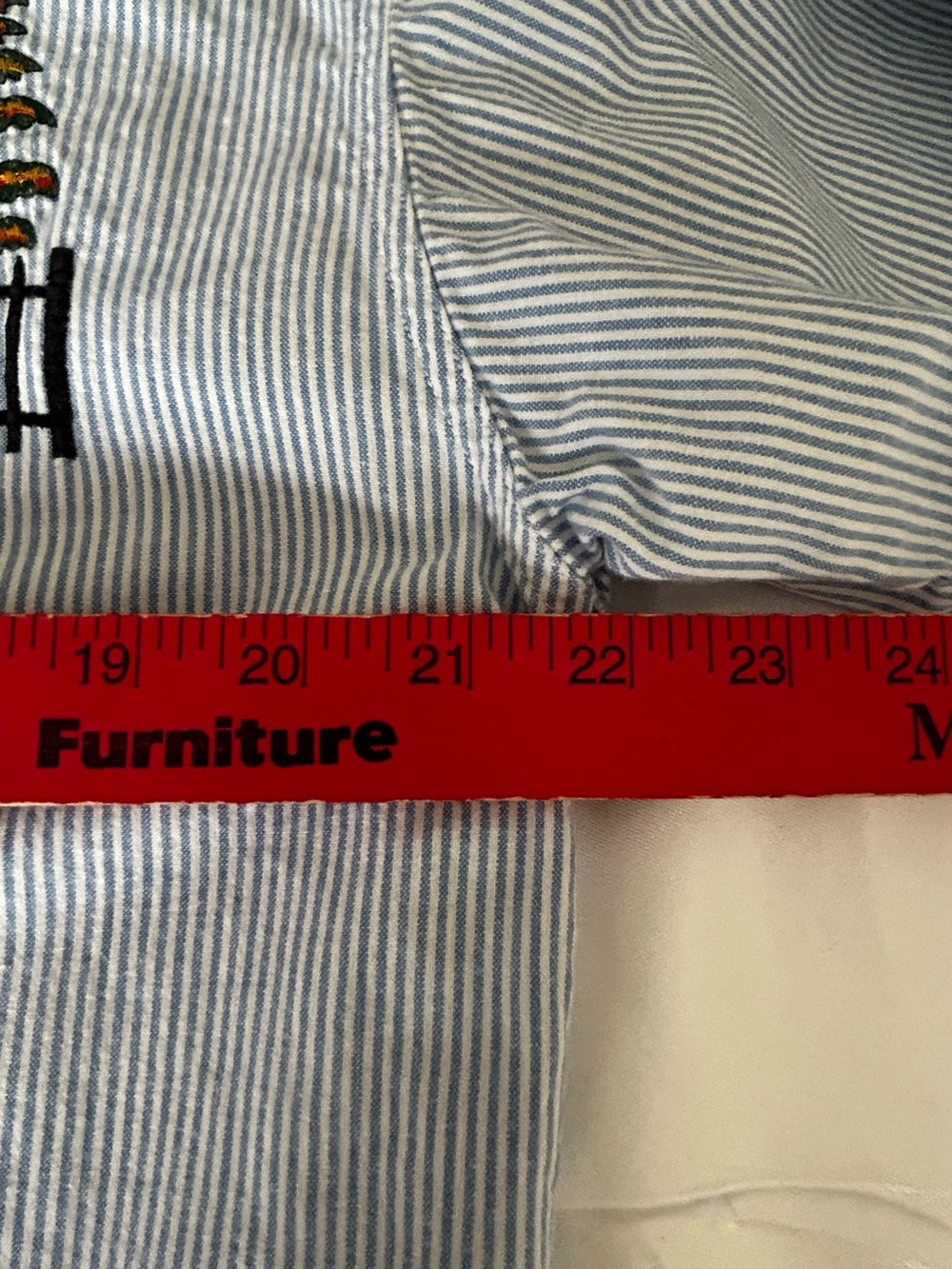 Vintage 90s Solutions Embroidered Halloween Blue Denim Striped LS Shirt Sz Large - Picture 6 of 7